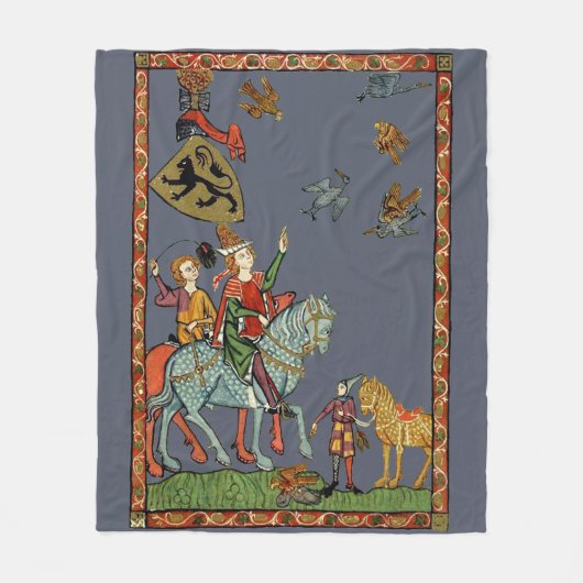 《鳥》ハヤブサとの中世アヒルの狩りか。 フリースブランケット (正面)