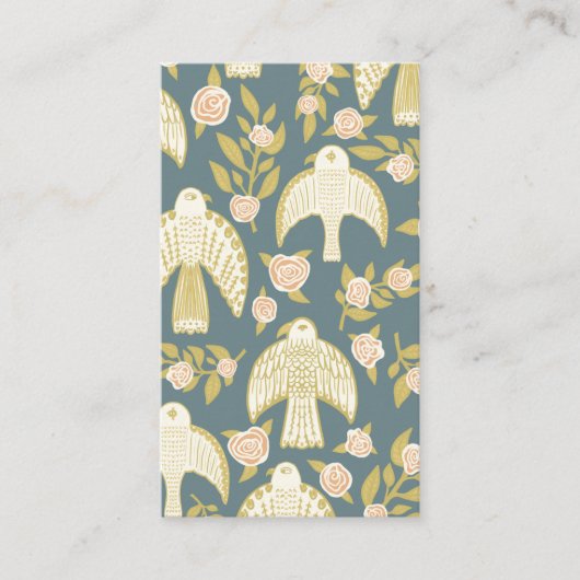 《鳥》ハヤブサとバラエレガントパタ図解入りの、写真付きのーンカスタム 名刺 (正面)