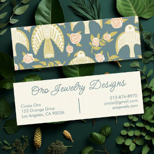 《鳥》ハヤブサとバラエレガントボタニカルシフェミニンック スキニー名刺