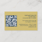 《鳥》ハヤブサとバラQRコードシック公証人モダンパブリック 名刺 (裏面)