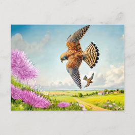 《鳥》ハヤブサを山斜面に シーズンポストカード