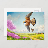 《鳥》ハヤブサを山斜面に シーズンポストカード (正面/裏面)