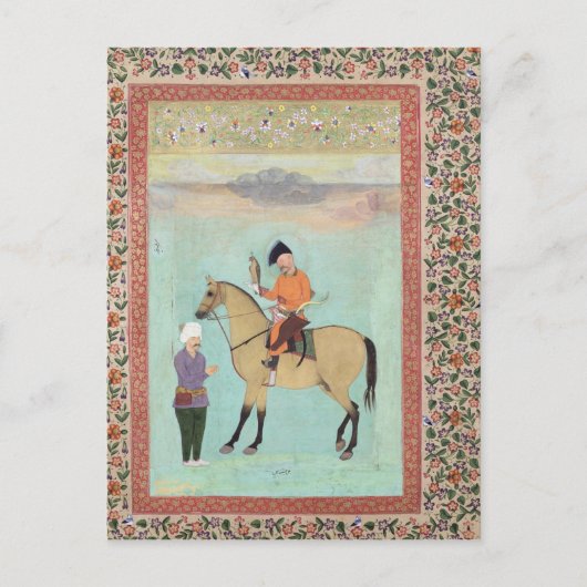 《鳥》ハヤブサを持つ馬にShah Abbasを乗せる ポストカード (正面)