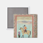 《鳥》ハヤブサを持つ馬にShah Abbasを乗せる マグネット (正面/裏面)