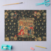 《鳥》ハヤブサズバスレッドブルーアンティーク中世タペストリー 薄葉紙 (クラフト)