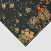 《鳥》ハヤブサズバスレッドブルーアンティーク中世タペストリー 薄葉紙 (詳細)