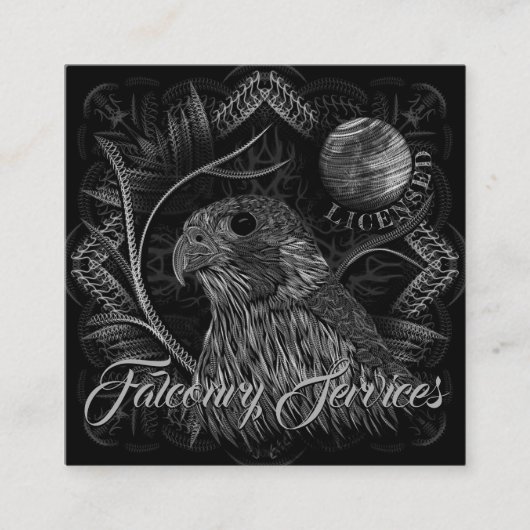 《鳥》ハヤブサフルムーンファルコリー スクエア名刺 (正面)