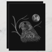 《鳥》ハヤブサフルムーンモノグラムブラック (正面/裏面)