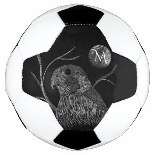 《鳥》ハヤブサフルムーンモノグラムブラック サッカーボール