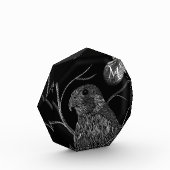 《鳥》ハヤブサフルムーンモノグラムブラック フォトブロック (左)