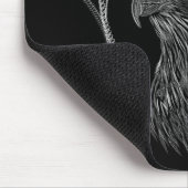 《鳥》ハヤブサフルムーンモノグラムブラック マウスパッド (コーナー)