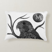 《鳥》ハヤブサフルムーンモノグラム アクセントクッション (裏面)