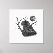 《鳥》ハヤブサフルムーンモノグラム キャンバスプリント (正面)