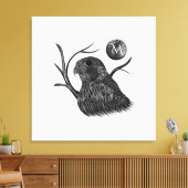 《鳥》ハヤブサフルムーンモノグラム キャンバスプリント (インサイチュ (リビング))