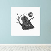 《鳥》ハヤブサフルムーンモノグラム キャンバスプリント (インサイチュ (ウッドフロア))