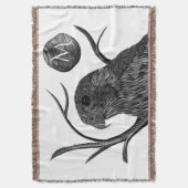 《鳥》ハヤブサフルムーンモノグラム スローブランケット (正面縦)