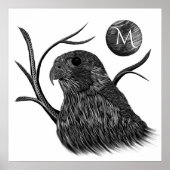 《鳥》ハヤブサフルムーンモノグラム ポスター (正面)