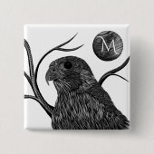 《鳥》ハヤブサフルムーンモノグラム 缶バッジ (正面)