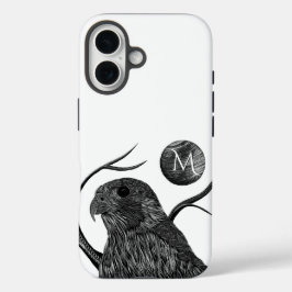 《鳥》ハヤブサフルムーンモノグラム iPhone 16ケース