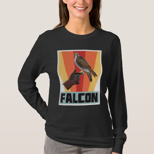 《鳥》ハヤブサレトロヴィンテージ鷹狩りタカとワシ Tシャツ (正面)