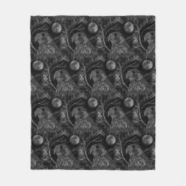 《鳥》ハヤブサ満月パターン フリースブランケット