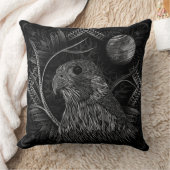 《鳥》ハヤブサ満月 クッション (ブランケット)