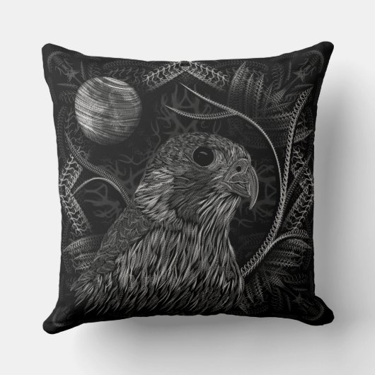 《鳥》ハヤブサ満月 クッション (裏面)