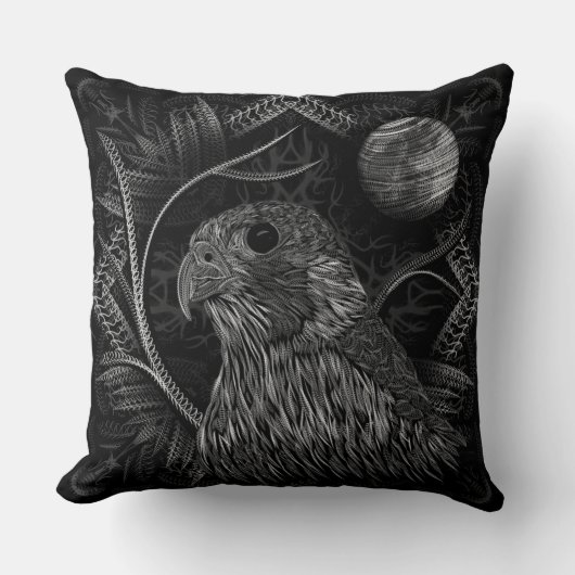 《鳥》ハヤブサ満月 クッション (正面)