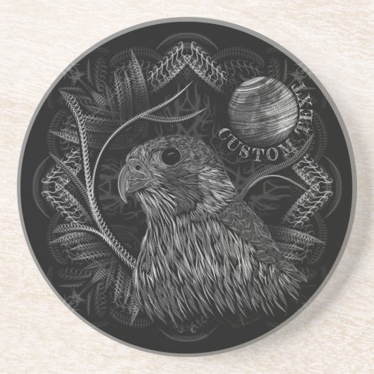 《鳥》ハヤブサ満月 コースター (正面)