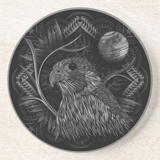 《鳥》ハヤブサ満月 コースター (正面)