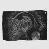 《鳥》ハヤブサ満月 ゴルフタオル (横)