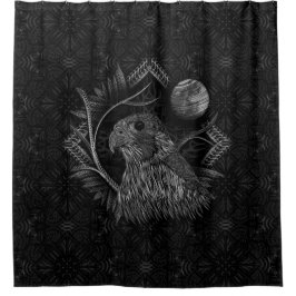 《鳥》ハヤブサ満月 シャワーカーテン