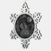 《鳥》ハヤブサ満月 スノーフレークピューターオーナメント (右)