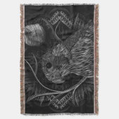 《鳥》ハヤブサ満月 スローブランケット (正面縦)