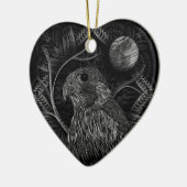 《鳥》ハヤブサ満月 セラミックオーナメント (左)