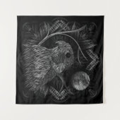 《鳥》ハヤブサ満月 タペストリー (正面(横))