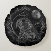 《鳥》ハヤブサ満月 ラウンドクッション (正面)