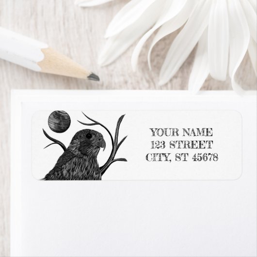 《鳥》ハヤブサ満月 ラベル (インサイチュ)