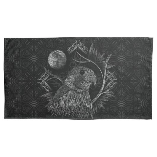 《鳥》ハヤブサ満月 枕カバー (正面左)