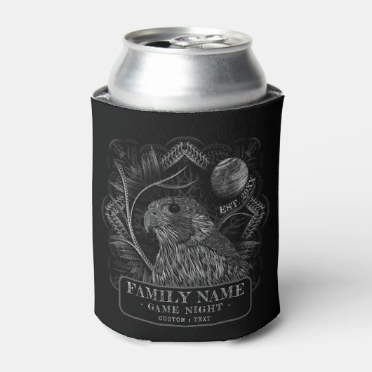 《鳥》ハヤブサ満月 缶クーラー (缶正面)