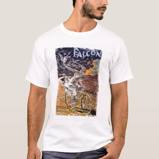 《鳥》ハヤブサ自転車 – 動揺して Tシャツ (正面)