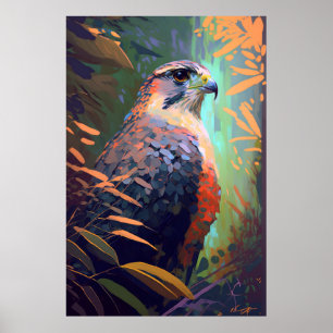 《鳥》ハヤブサ鳥獣ポートレート絵を描の野生生物フリー ポスター