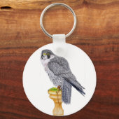 《鳥》ハヤブサ5.7 cm基本ボタンキーリング キーホルダー (正面)