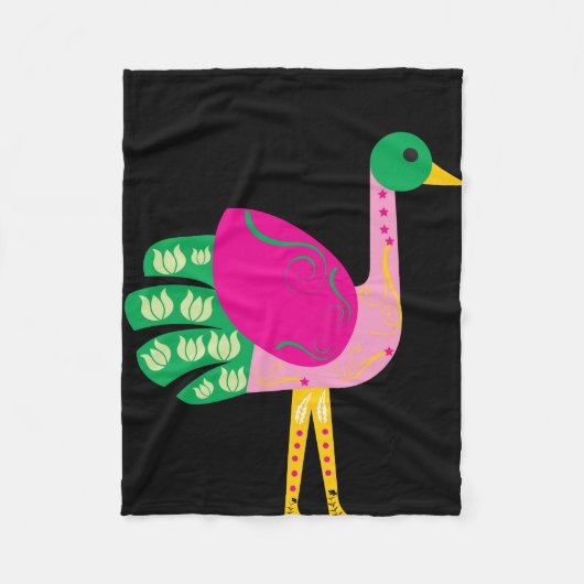 鳥 フリースブランケット (正面)