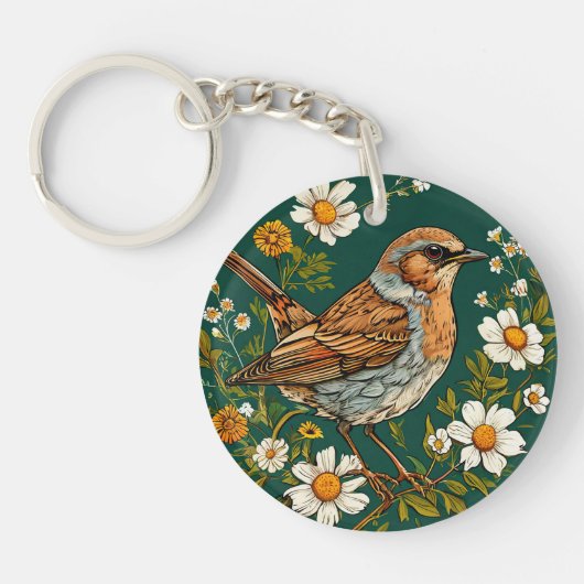 🕊️ 鳥 フローラル ナチュラル カジュアルスタイル キーホルダー (正面)