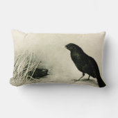 鳥。ブラックバードクロウベビー ランバークッション (正面)