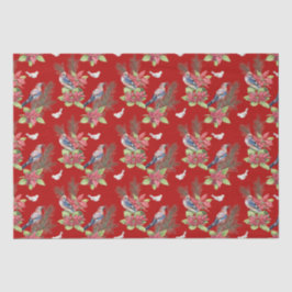 鳥、ポインセチア、スプルースカスタムカラー 薄葉紙