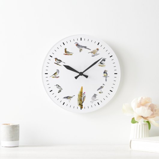 鳥 ラージ壁時計 (ホーム)