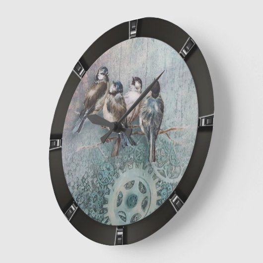 鳥 ラージ壁時計 (傾斜)
