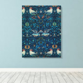 鳥(ヴィンテージ花柄)（ウィリアム・モリス著） キャンバスプリント (インサイチュ (ウッドフロア))